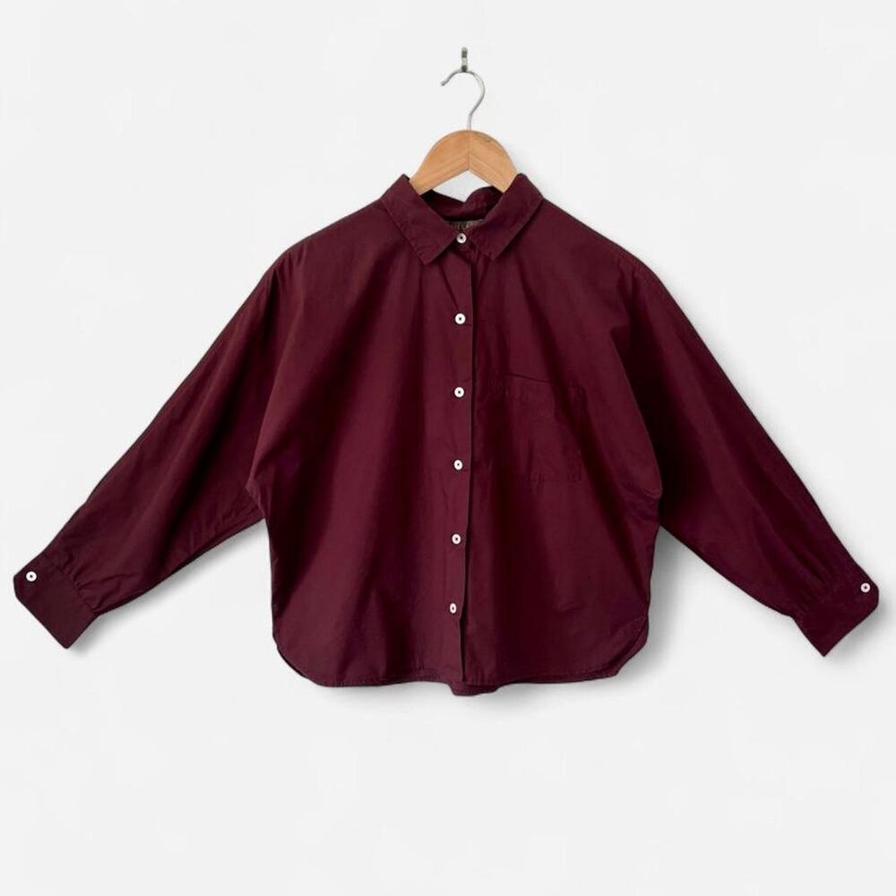 $178 Lilla P Cotton Poplin Oversized Button Up Shirt Quiet Luxury Minimalist- XS